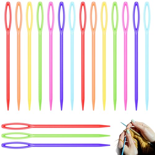 50 Count 9cm(3-5/9 inch) Plastic Yarn Needles for Kids Large Eye Sewing Crochet Needle for Yarn Amigurimi Darning Tapestry Plastic Canvas Needle DIY Sewing Needles Crafts Assorted Colors