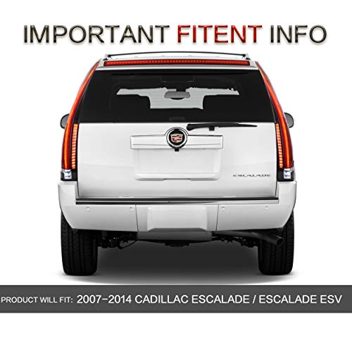 Vland Tail Lights Assembly Fit For Cadillac Escalade 3Rd Gen Suv 2007-2014(Not For Gmc & Chevrolet), Rear Lamp With Drl, Back Light W/Fog Lights & Red Turn Signal, Red & Clear #TOP5