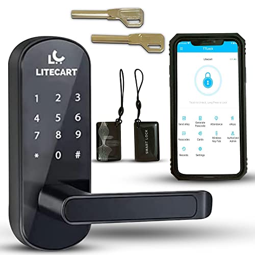 Entry Smart Lock Doors Set, Keyless Entry, Smart Lock Password Card with Handle, Electronic Digital Door Lock, Suitable for Home, Hotel, and Office. Convenient Access, Touchscreen