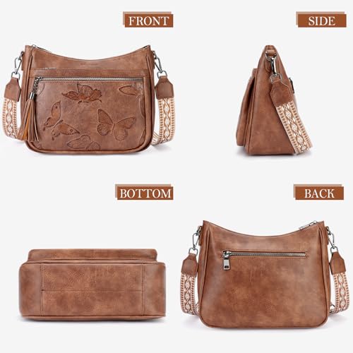 Image of BELTANA Crossbody Bags for Women Trendy Vegan Leather Hobo Purses Medium Butterfly Cross Body Purse with Wide Strap | Adjustable Strap