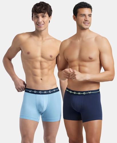 Image of Jockey NY16 Men's Super Combed Cotton Elastane Stretch Solid Trunk with Ultrasoft Waistband (Pack of 2)