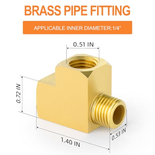 Image of GASHER 5Pcs Brass Tee Fitting, 1 /4 inch FNPT x 1 /4 inch FNPTx 1 /4 inch MNPT Pipe Fittings, Male Run Tee