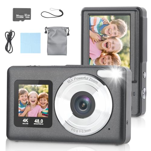 Appareil photo numérique compact 48 MP avec double écran et zoom 18x pour clichés nets