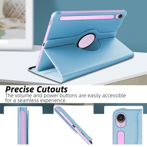 Image of TGK Rotating Cover for Samsung Galaxy Tab S9 FE 10.9 inch Tablet 360 Degree Rotating Leather Flip Case (Sky Blue)
