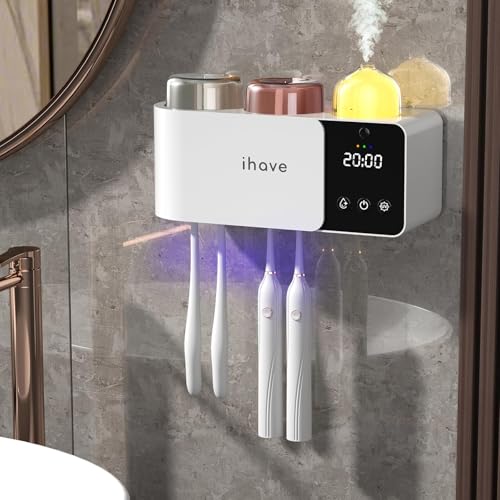 iHave Toothbrush Holder Aromatherapy Diffuser Wall Mount UV Sanitizer 2-Cup