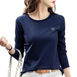 [Augseed] tシャツ レディース 綿100 トップス 春 秋 冬 長袖 無地 カットソー ロング ティーシャツ 薄手 刺繍 ロゴ おしゃれ ゆったり クルーネック ロンt インナー 重ね着 スポーツ カジュアル 部屋着 シンプル ベーシック 通勤 韓国