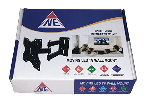Image of NE Mounts Moving LED TV Wall Mount Bracket Heavy Duty Swivel Rotatable Movable TV Wall Mount Stand for 26 to 42 inch LED /LCD /Monitor /Plasma /Smart TV VESA 200 x 200 mm | 20 Kg Load Capacity