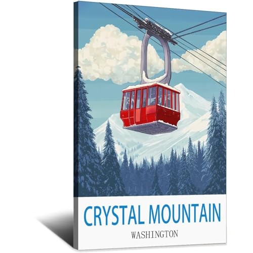 Affiche Crystal Mountain Washington pour créer une ambiance chalet vintage dans votre salon