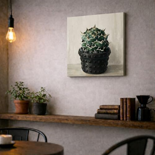 BotaniTec アガベ 白鯨 W40cm H40cm 001A 塊根植物 コーデックス 絵画 正方形 アートパネル ポスター 壁掛け インテリア [2]