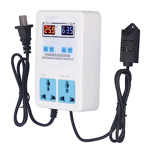 Digital Humidity Thermostat, Temperature Humidity Controller Easy Installation 0% ~ 100.0% Simple Operation Relay Output AC110-220V for Hatching (US Plug)