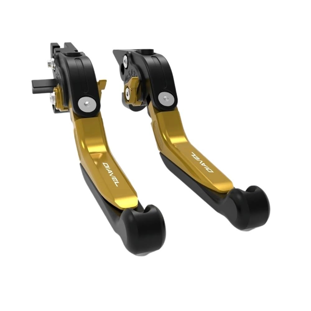 Beqlxta Yellow Logo Brake Clutch Adjustable Lever​ For Diavel V4 2023 2024 For St&Reetfi&Ghter V4/Sp2 2022 2023 Adjustable Foldable Extendable Motorcycle Brake Clutch Levers(Yellow Logo)
