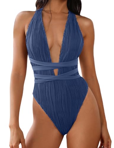 ZAFUL Women's One Piece Swimsuit Open Back Strappy...