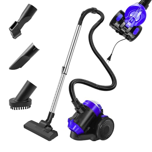 Aspirateur sans sac 1500 W Aspirateur sans sac 25 kPa, silencieux, avec filtre HEPA, bac à poussière de 1,5 l, compact et léger, pour tapis, sols durs,...