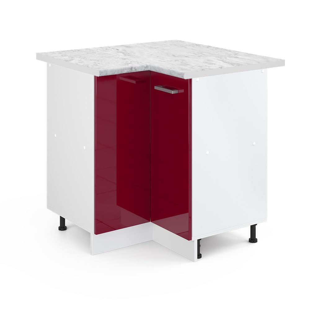 Vicco Mobile ad angolo cucina R-Line, Rosso lucido, 75.6 cm, PL Marmo, per la libera combinazione all'interno di sistemi cucina modulari