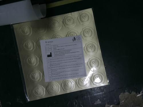 Qianyu 200 peças de selo de cera em relevo dourado com aparência de coração adesivos autoadesivos pa