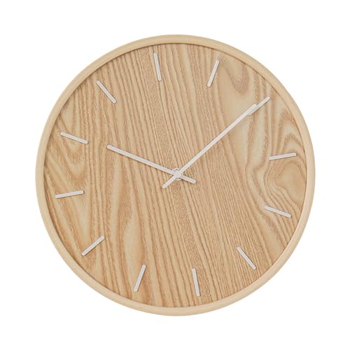 Horloge murale suspendue ronde de 12 pouces coloris marron et design classique pour la maison