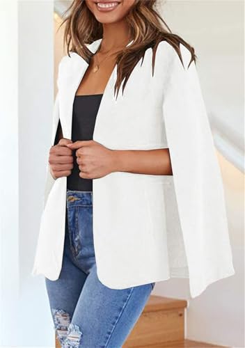 FLITAY Womens Open Front Trendy Cape Blazer Split Sleeve Casual Jacket Solid Color Elegant Coat2