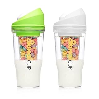 CRUNCHCUP Bundle & Save 15% on Two Portable Cereal Tumblers - No Spoon, No Bowl, It's Cereal on the Go [Green & White]