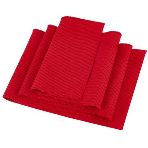 BENECREAT Tela de Costilla de Punto de 100x17.5cm, Tela de Puños de Canalé Rojo Oscuro, Tejido Acanalado de Poliéster para Extensión de Chaqueta con Puños Y Cinturilla para el Cuello