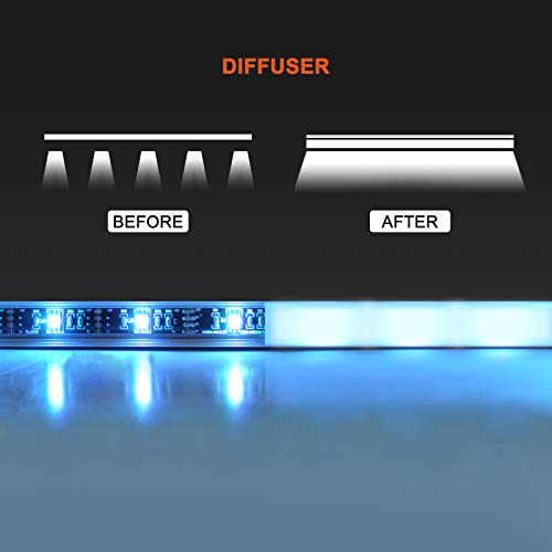 HOMMAND LED Aluminium Channel, 10Pack 1M/3.3ft, fit<10mm, LED Strip Channel with Diffuser, LED Strip Cover with End Caps, Mounting Clips and Adhesive, LED Aluminium Profile (V Shape)(U Shape Inside)