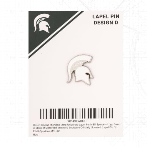 Image of Desert Cactus Michigan State University Magnetic Metal Lapel Pin (D) | Officially Licensed MSU Michigan State Spartans Enamel Finish Lapel Pin Formal Wear Bag and Hat Jewelry Tie Track Brooch Pin