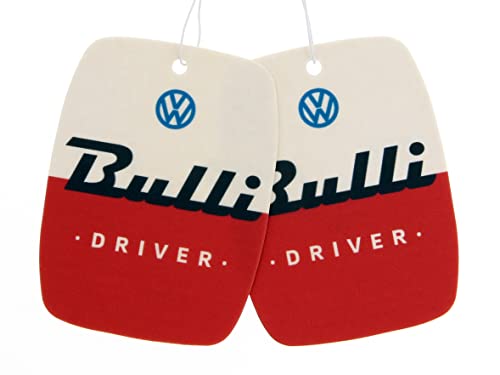 BRISA VW Collection - Volkswagen Luft-Erfrischer-Duft-Spender fürs Auto im T1 Bulli Bus Motiv 2er-Set (Bulli Driver/Vanille/Rot)