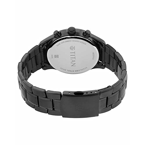 Image of Titan Mens Gents NEO V Phase I Black Dial Stainless Steel Analogue Watch -NS1805NM02