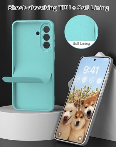 Image of DIZORO Microfiber Candy Case for Samsung A57 5G Smooth Touch Cushion Liquid Soft Silicone Gel Rubber Phone Cases Non-Slip Full Body Protective Shockproof Back Cover -Mint