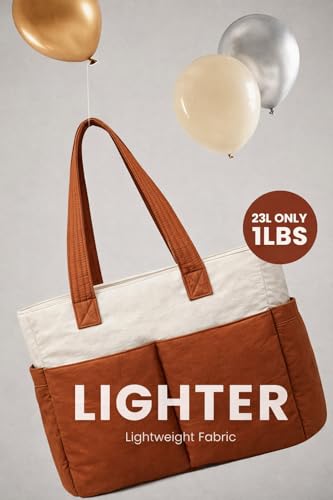 Image of Bayne Large Tote Bag for Woman | Large Size Laptop Bags for Women Office Use | Waterproof Handbag for Women | Elegant Office Bag for Woman | 15.6 inch Laptop (Cream & Brown, 15.6 Inch laptop)