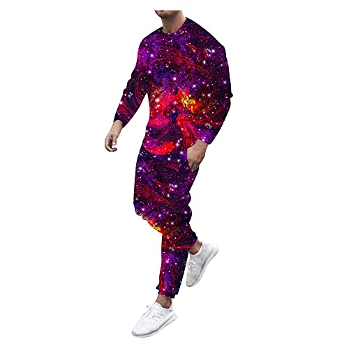 FORUU Mens Athletic Tracksuit 2021 Fashion 2 Piece Jogging Suits Plus Size Printed O Neck Long Sleeve Pullover & Long Pants Sets Casual Fall Sweat Suit Winter Outfits Men 2022 New Plus Size Sweatsuits