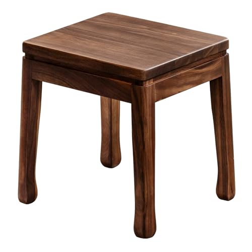 Taburete Bajo de Madera Maciza Altura 32cm Banco de Entrada sin Montaje Base Antideslizante Esquinas Redondeadas Muebles Multifuncional Compacto para Salon Dormitorio
