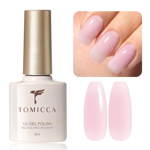 TOMICCA UV Nagellack, Milky Pink Rose Gel Nagellack UV/LED Soak-Off Gel Nail Polish Geeignet für Anfänger Nail Art Salon DIY Home, 8ML