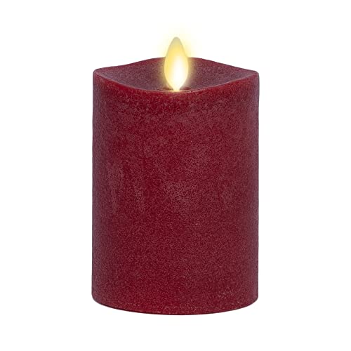 Image of Luminara - Flameless LED Battery Operated Flickering Pillar Candles - Red - Pack of 1-3x4.5 - Realistic Moving Flame Real Wax Indoor /Outdoor Decor