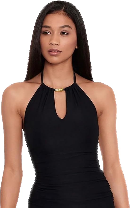 halter neck black dress Petal and Pup Women's Anabelle Halter Neck Lace Maxi Dress