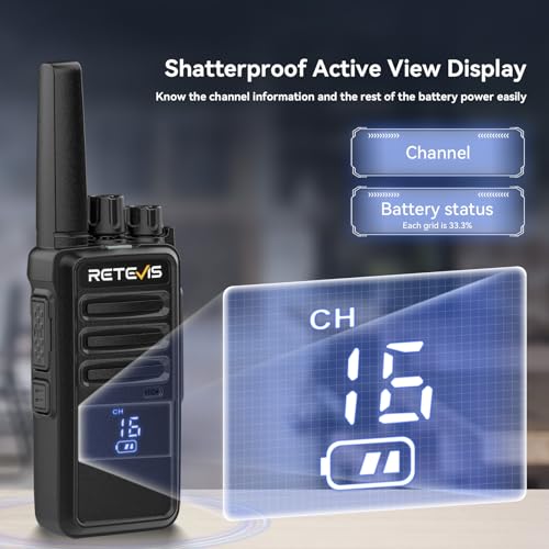 Image of Retevis RT68H Walkie Talkies for Adults Long Range,Portable FRS Two-Way Radios Rechargeable,Intuitive,Channel Power Display, with 6 Way Multi Charger,Hands Free Walkie Talkies with Earpiece (6 Pack)