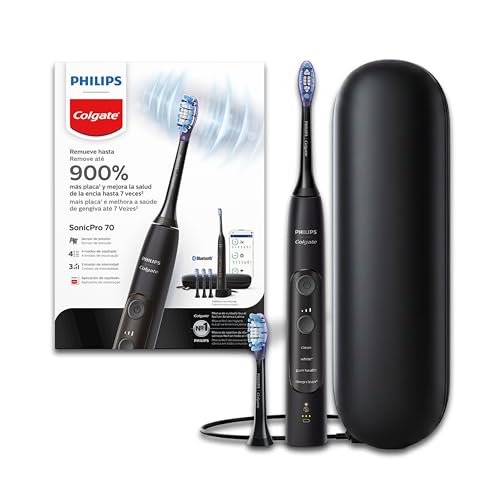 Escova de Dente Elétrica Philips Colgate Sonic Pro 70 | Recarregável, bivolt, tem 3 refeis e um estojo para viagem