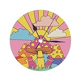 XLinTech Orologio da parete retrò anni '70 a forma di fungo hippie per camera da letto soggiorno 24 cm rotondo orologio da scrivania decorativo per la casa per cucina bagno ufficio comodino moderno