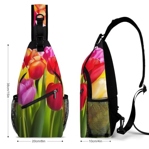Mochila deportiva Colorful Tulips Sling Bag blanca miniatura 2