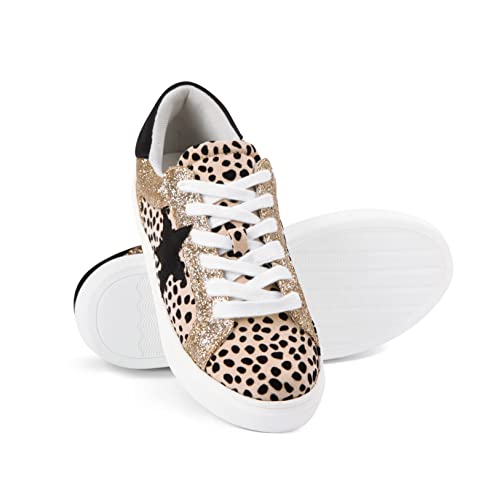 Image of PARTY Women's Dressy Fashion Star Sneakers Lace-Up Low Top Comfortable Cushioned Walking Shoes
