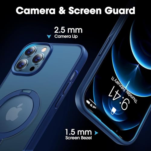 Image of iPhone 12 Pro Max Magsafe Stand Case | Matte Design & 360 Protection | Military-Grade Apple iPhone 12 Pro Max Cover | Ultra Premium - Blue