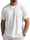 MAGCOMSEN Mens White T-Shirts Short Sleeve UPF 80+ Sun Protection Plain Lightweight Moisture Wicking Casual Crew Neck Basic Tees L
