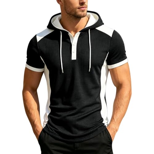 Camiseta de punto transpirable con capucha, evita el calor con este top azul L
