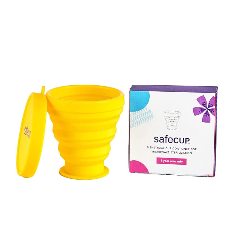 Safecup Menstrual Cup Microwave Sterilizer|Collapsible Cup|Last For 10 Years|5 Colours Choice|Clean Your Cup Easily (Sunny Yellow),1 Count
