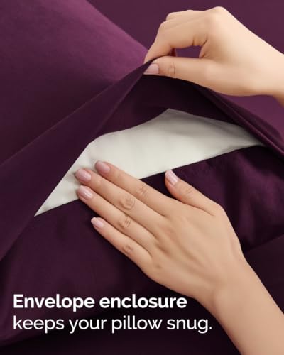 Image of King 6 Piece Bed Sheet Set - Breathable & Cooling Sheets - Deep Purple