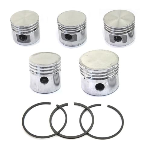 Violiica Kit de segments de piston et de piston pour compresseur d'air, 42/47/48/51/65 mm pour pompe à air en métal de rechange avec 1 piston + 3 anneaux (2 balanciers, 1 joint), argent noir