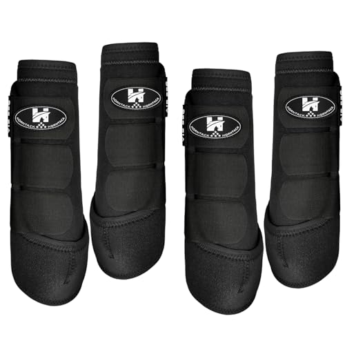 Horntack 2 Pair Horse Boots, Splint Boots for Horses Outdoor Sports, Professional Horse Boots Comfortably Fits The Horse's Leg, Shockproof, Heat Dissipation Horse Splint Boots (Black, Medium)