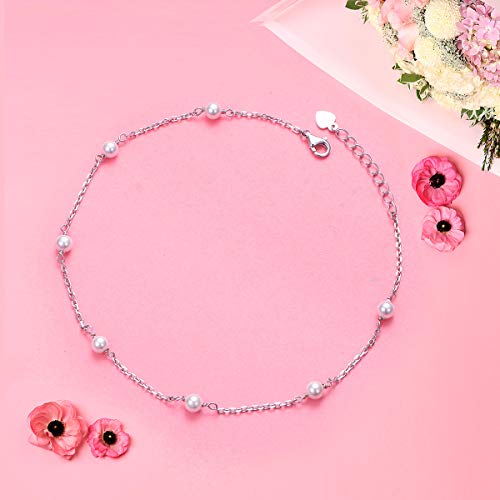 Daochong Pearl Anklet For Women S925 Sterling Silver Adjustable Foot Ankle Bracelet Beads Plus Anklets #TOP3