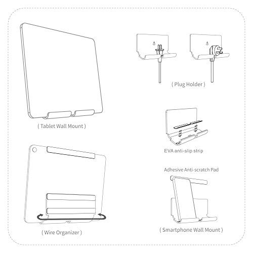 Image of Adhesive Wall Phone Tablet Holder Mount Stand for Tablet Smartphones eReader Wall Holder Mount (White)