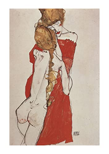 Impression d'art Egon Schiele : One in Red One in Nothing en format medium mat sans cadre
