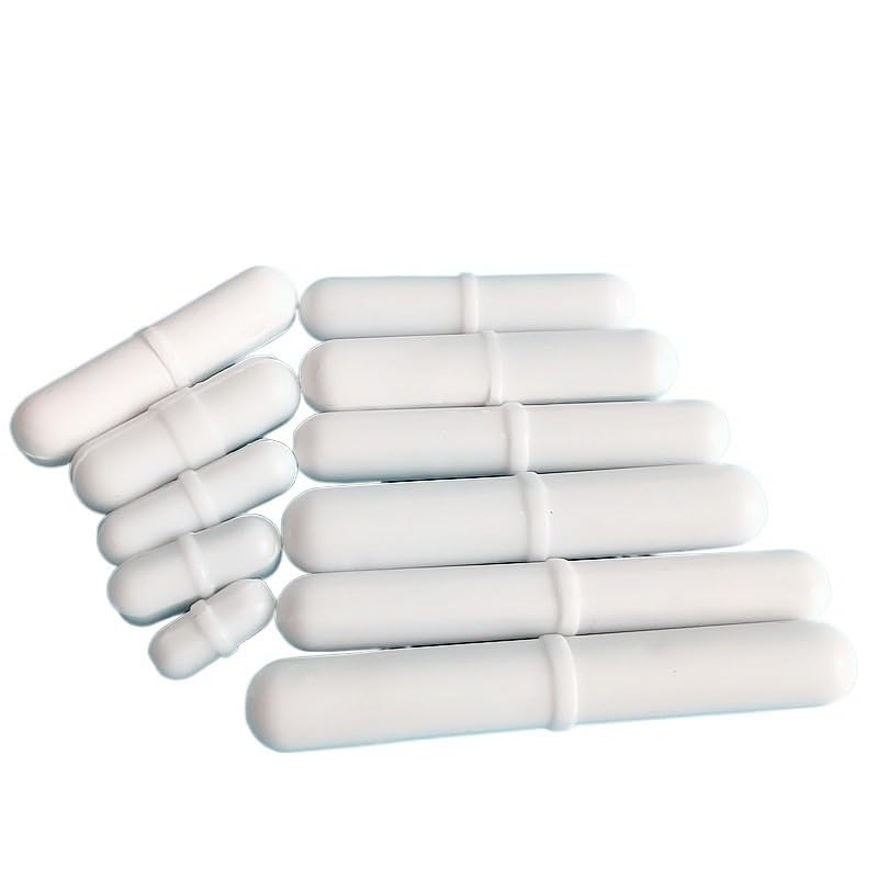 5 Stück PTFE Magnetrührstäbchen Set, Hitzebeständige Magnetrührer Rührstab für Labor & Haushalt, Typ A B C Rührfisch für Bechergläser, 3mm bis 20mm(B8*35mm)